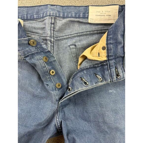 Rag And Bone Jeans Men Size 34 Standard Issue Fit 2 Slim Leg Made In USA Blue - Picture 9 of 11